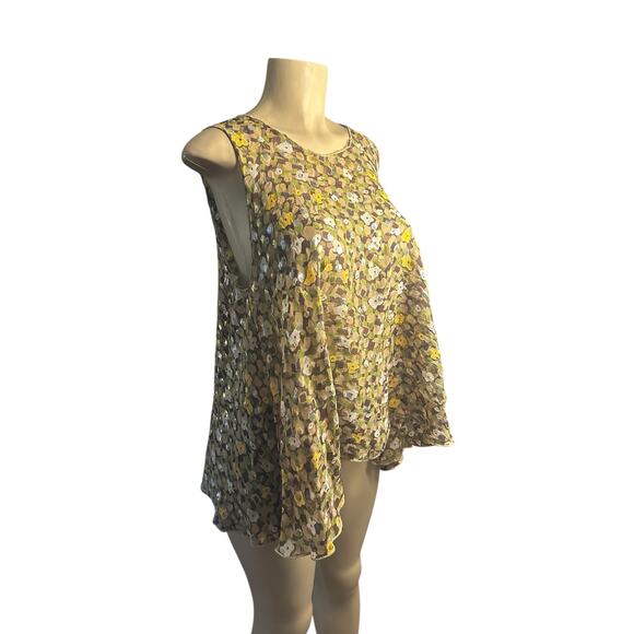 Women M For Love and Lemons Metallic Blouse Shirt Tank Top Camouflage Sparkle - Picture 1 of 6